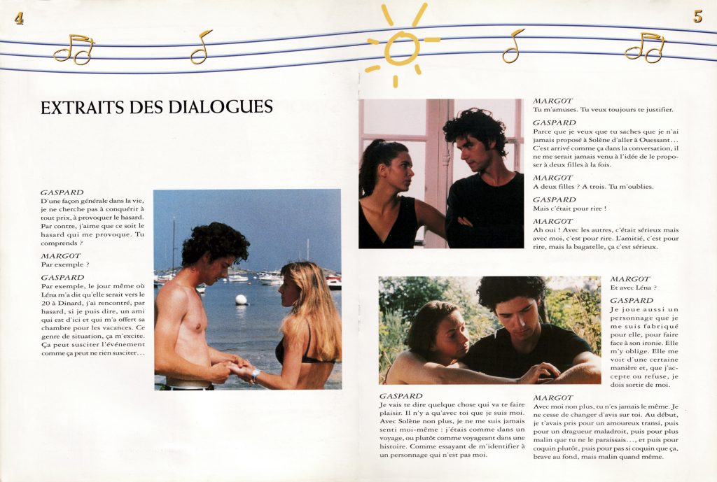 dossier de presse, dialogues, film, Éric Rohmer, Conte d’été, film France, distributeur, Les films du Losange, 1995